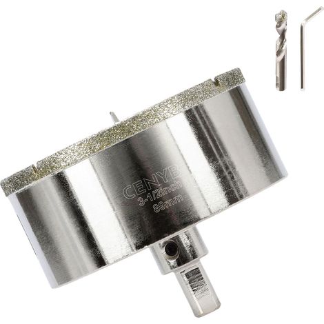 3-1/2 Pouces 89mm scie cloche carrelage foret diamant carrelage avec foret de centrage Revêtue de diamant Adaptée pour,Verre, Marbre, Porcelaine et Céramique (1/5)