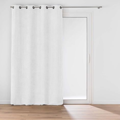Rideau en Velours Chenillé "Leo" 140x260cm Blanc (1/5)