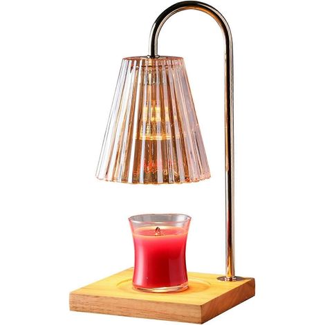 Verstellbare Kerzenwärmerlampe mit schmiedeeisernem Holzsockel, flammenloser Aromatherapie-Wachsschmelzer