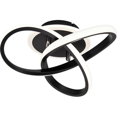 Plafonnier LED à anneaux 21W, lampe de plafond 2100 lm, 3 températures, fonction mémoire, salon chambre cuisine couloir, noir (1/4)