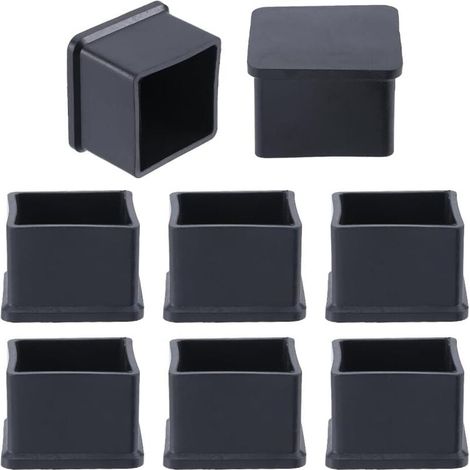 Set di 8 protezioni per gambe di sedie quadrate nere, piedini, tappi, protezioni per pavimenti, copripiedi per mobili adatti a gambe da 35 x 35 mm (1/4)