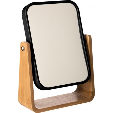 Miroir Bambou pivotant Natureo 1 Coté Normal / 1 Coté grossissant (x3) Atmosphera -  Noir