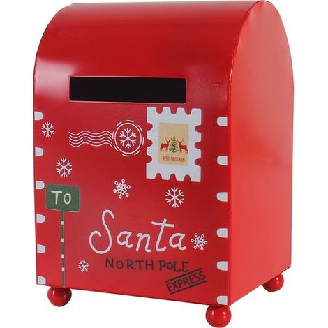 Cassetta delle lettere di Babbo Natale, decorazione natalizia, cassetta delle lettere in metallo 14 x 20 cm, lista dei desideri regalo per bambini Arctic Delivery, esposizione da tavolo per interni, d (1/5)