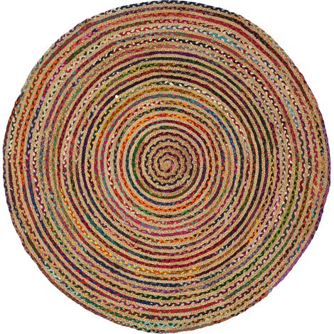 Alfombra de área Multicolor Ø 90 cm yute vidaXL (1/5)
