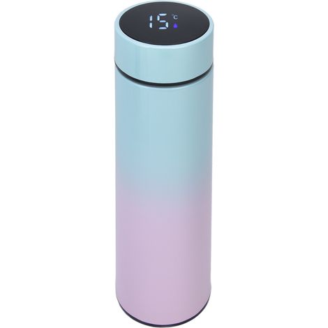 Bouteille d'eau intelligente 500 ml, affichage LED, double paroi en acier inoxydable, isolation sous vide, dégradé bleu clair (1/5)