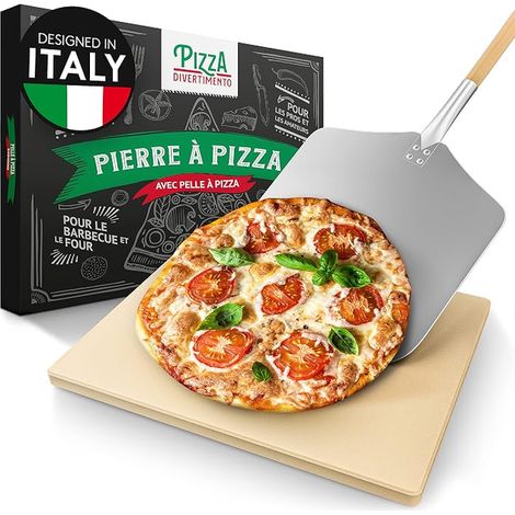 Pierre à pizza pour four - Avec pelle à pizza en bois - Pierre pizza en - Pour une base croustillante et une juteuse (1/5)