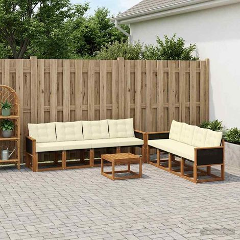 vidaXL Outdoor-Sofagarnitur mit Kissen 9 pcs Natur und Creme (1/5)