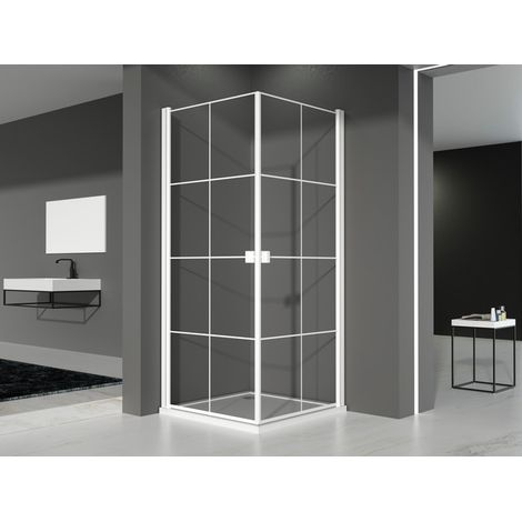 Marwell Glasdusche Factory White Rectangle 90 x 90 x 200 cm - weiß - Eckdusche - Duschkabine - Dusche - Duschabtrennung - Duschwand - weiße Dusche (1/4)