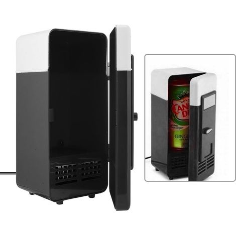 Mini Frigo USB Noir pour Canettes - Réfrigérateur et Chauffeur de Boissons Portable