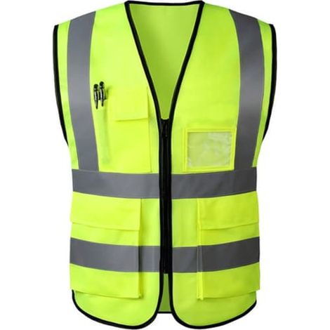 Gilet haute visibilité avec poches - Jaune fluorescent, compatible avec divers vêtements de travail XL (1/5)