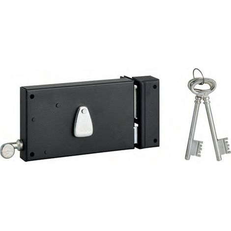 Horizontales Schloss schwarz epoxidiert 4 Zuhaltungen 140x82 mm THIRARD mit Zug - Rechts - 000112