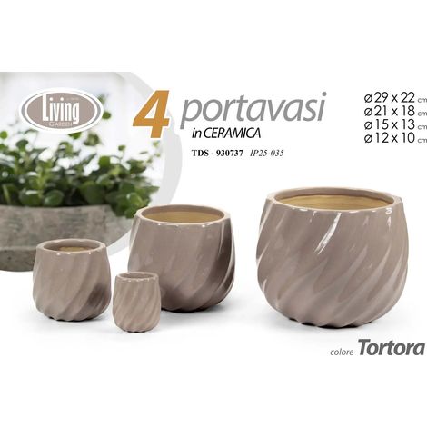 Set de 4 portavases de cerámica tortora Ø29/21/15/12