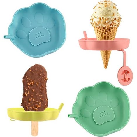 Set gelato Drip da 4 pezzi per bambini, porta gelato, supporto per gelato per bambini, forma a zampa di gatto, porta gelato a prova di perdite, gelato 2 in 1 (1/5)