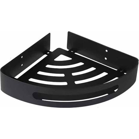 Étagère de douche grand angle, étagère triangulaire en acier inoxydable 304, étagère de rangement pour salle de bain, étagère d'angle murale, panier d'angle (noir) (1/5)