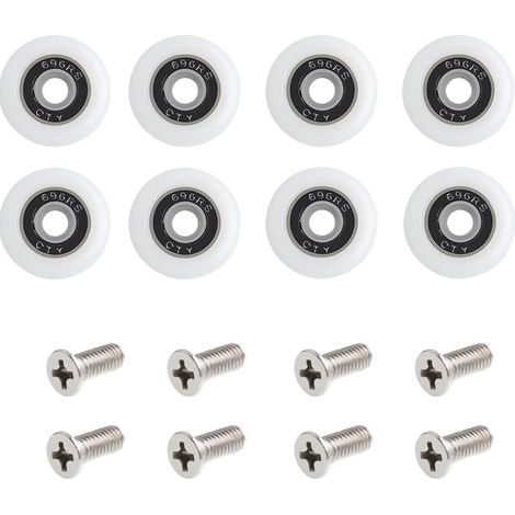 Aimoonsa – Lot de 8 roulettes de rechange pour porte de douche – 23 mm diamètre – Nylon durable pour glissement fluide – Vis en acier inoxydable incluses