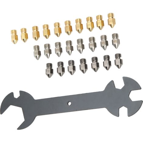 25 Stück 3D-Drucker-Extruderdüsen (0,4 mm Ausgang, 1,75 mm Eingang) für CR-10, Ender 3 und Ender 3 Pro (1/5)
