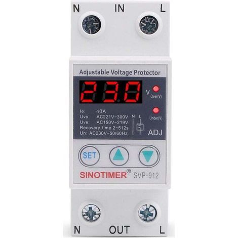 230-V-Spannungsregler, Spannungsschutzrelais, 230-V-Überspannungsschutzrelais, einstellbares Wiederherstellungsschutzrelais, Voltmeter SVP-912(63A)