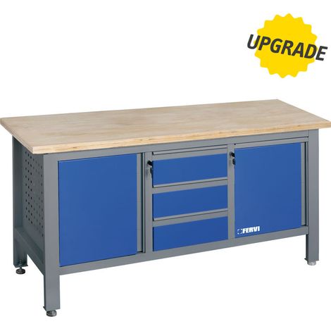 Werkbank mit Holzplatte und 1690 mm Kommode Fervi b009/b2