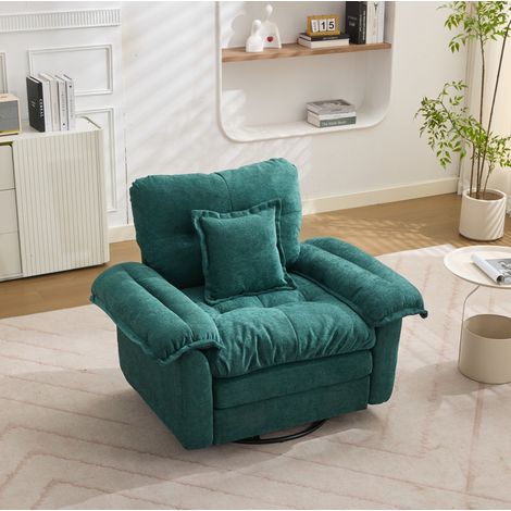 Fauteuil pivotant 360° oversize en chenille avec coussin de soutien, vert, 116x84x96 cm REDOM (1/5)