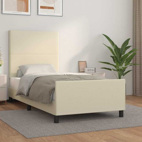 Cadre de lit sans matelas,Structure de lit,Lit Adulte crème 100x200 cm similicuir (1/5)