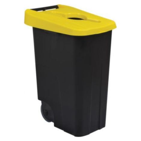 Poubelle de tri mobile Movatri - 85l - noir / jaune (1/2)