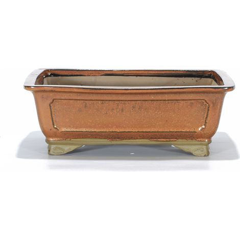 Vaso bonsai smaltato rettangolare cm. 32 Bronzo (1/2)