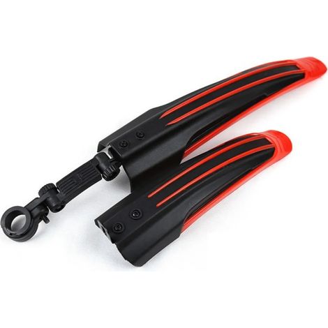 Set aus Kunststoff-Schutzblechen für Vorder- und Hinterrad (rot), universeller Schutz für 26-28 Zoll große Räder von Mountainbikes und Rennrädern. (1/4)