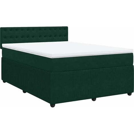 Maison Exclusive - Sommier à lattes de lit et matelas Vert foncé 140x190cm Velours (1/5)