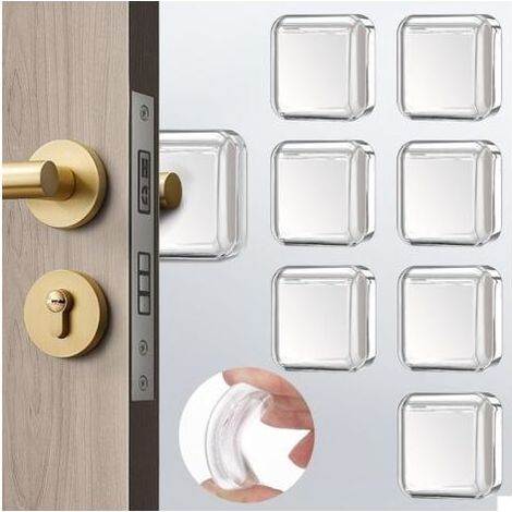 Butoir de porte protecteur mural, 8 pièces protecteur mural de bouton de porte en silicone avec support auto-adhésif solide, idéal pour la protection murale et la réduction du bruit (1/5)