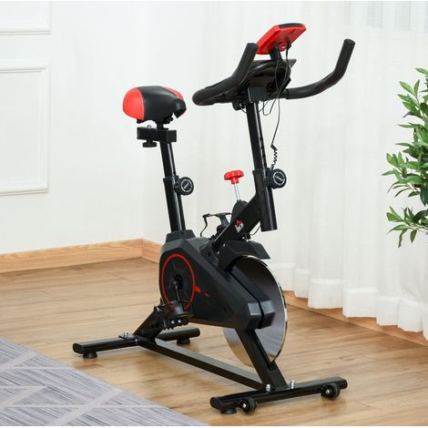 Bicicleta estática indoor con pantalla LCD y freno de emergencia, negra DESVIAE (1/5)