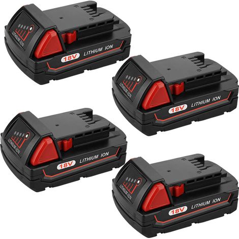 4X Batteries M18 pour Batterie Milwaukee 18V 3000mAh M18 48-11-1840 48-11-1828 48-11-1820 48-11-1815 48-11-1850 M18 B5 (1/5)