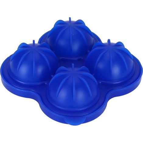 Moule à Glaçons Silicone 4 Boules - Bac à Glaçons Rond pour Cuisine - Fournitures Maison Bleu Foncé (1/5)