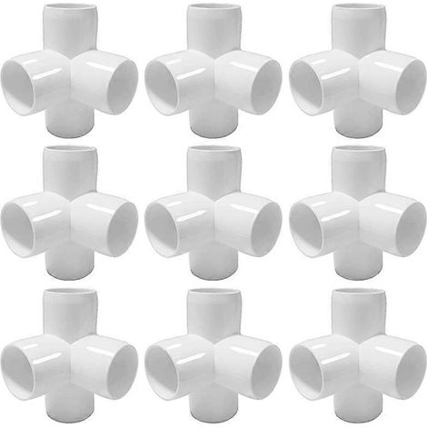 Raccord coudé en T 4 voies 1/2 po en PVC - Construction de meubles robustes en PVC - Raccords coudés en PVC demi-pouce [Paquet de 12] (1/5)