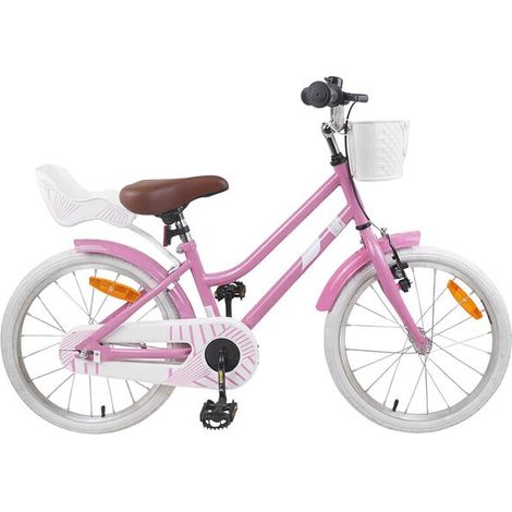 Vélo enfant 18 pouces, convient aux enfants de 5 à 7 ans, rose clair.