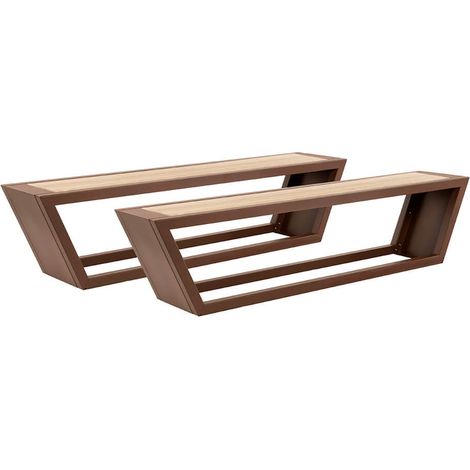 HOME DELUXE Set di sedute in acciaio KOBON Brown - Made in Germany - 2 x panca