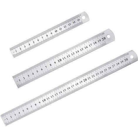 3-teiliges Präzisionslineal-Set aus Edelstahl (15 cm, 20 cm, 30 cm) – Metalllineal-Set für genaue Messungen – Silberne Edelstahllineale – KZQ