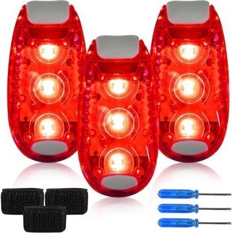 Lot de 3 cartables clignotants LED, Attaches fournies/lumières pour la course à pied, Lumière de sécurité pour enfants Sac à dos Jogging Poussette [Classe énergétique A+] (1/4)