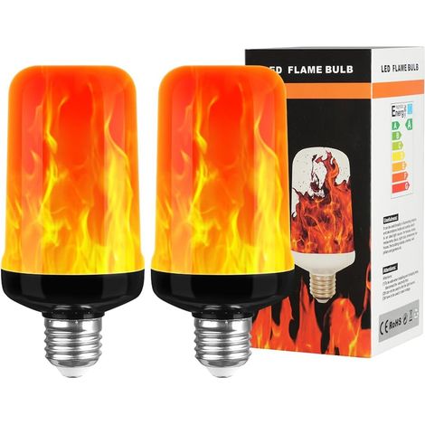 Ampoule à Flamme LED, 3W E27 Ampoule à Effet de Flamme, 1400K, 3 Modes D'éclairage, Lampes D'ambiance Décoratives pour Maison, Jardin, Bar, Halloween, Noël (2 Pcs) [Classe énergétique G]