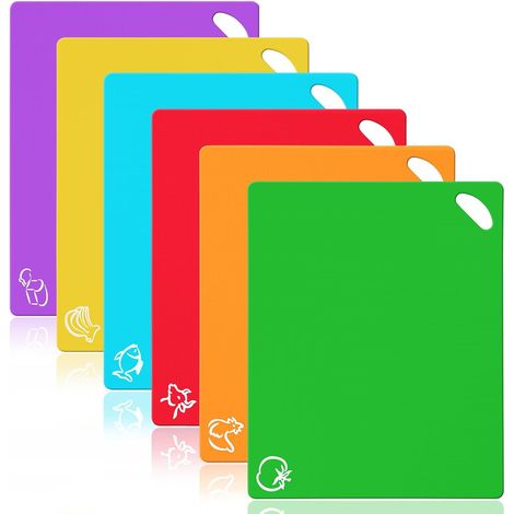 Planche à Découper Flexible,6PCS Planche A Decouper Souple Decouper Plastique Antidérapante avec Icônes De Nourriture Et Facile à Accroche (1/5)