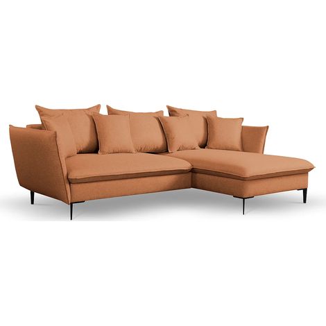 Canapé d'angle convertible en tissu orange LAZARE - Angle droit (1/5)