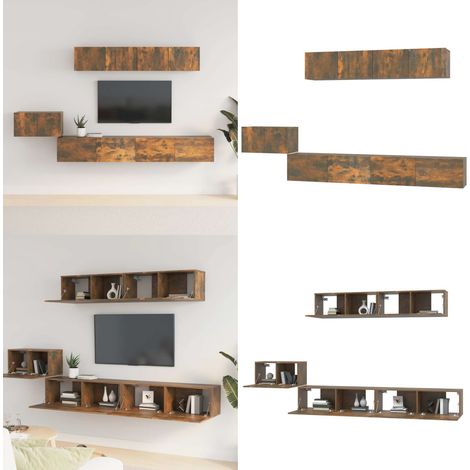 5-tlg. TV-Schrank-Set Räuchereiche Holzwerkstoff - TV-Schrank - Fernsehtisch - Regal - Wohnzimmer Dekoration - Holzmöbel - Home & Living (1/5)