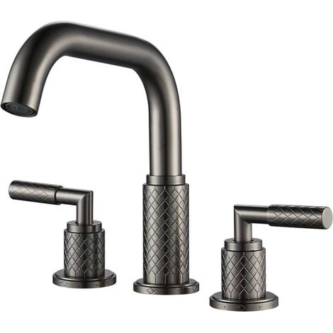 Luxury Copper Bathroom Sink Faucet, Elegant Three-Hole Design, 360° Flexible Rotation, Precise Hot and Cold Water Control, Soft Water Jet for Optimal Comfort MUMU
