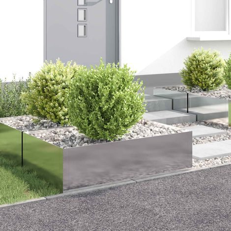 vidaXL Borde de Césped 4 uds. 100 x 60 x 35 cm Acero Plateado (1/5)