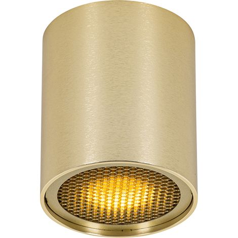 QAZQA tubo - Spot plafond, plafonnier - 1 lumière - Ø 8 cm - Doré - Design - éclairage intérieur - Salon I Chambre I Cuisine I Salle à manger