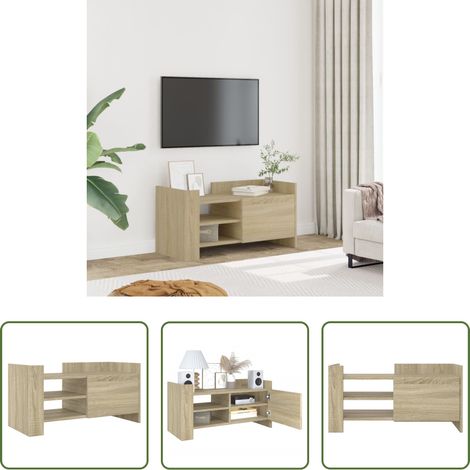 Meuble tv bois - Meuble TV chêne sonoma 80x35x40 cm bois d'ingénierie (1/5)