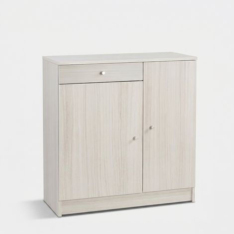 Mehrzweckschrank Utility mit 2 Türen und 1 Schublade, platzsparend - Natur