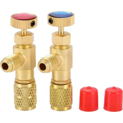 Vanne de charge de réfrigérant R12 R410, R12 R22 - 1/4" mâle vers 1/4" femelle, R410 - 1/4" mâle vers 5/16" femelle, adaptateur de sécurité pour vanne à boisseau sphérique de régulation de débit pour