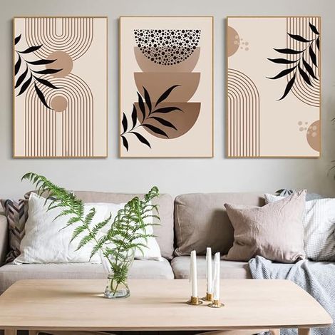 Tableaux abstraits sur toile, Moderne Bohème Botanique Abstraite poster set, Pour salon, chambre à coucher Images décoratives, Sans cadre (D, 3x30x40cm) (1/5)