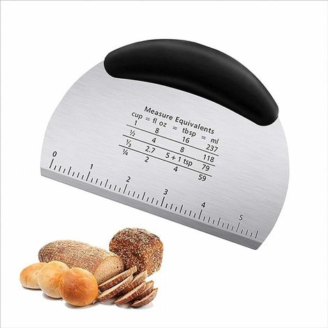 Ensemble de Coupe Grattoir à Pâte, Coupe Pizza avec Poignée et échelle de Mesure, Coupe Grattoirs en Acier Inoxydable Spatules Flexibles Plastique Outil de Cuisson de Cuisine pour Gâteau Pizza Pain (1/5)