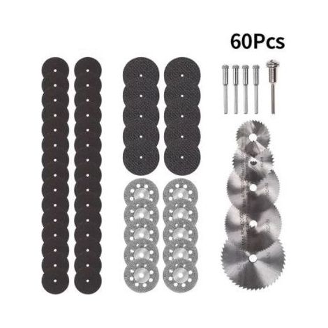 Disques diamant mini de coupe 60 pièces – pour bois, verre, plastique, métal et pierre – diamètre 22 mm, acier HSS (1/5)